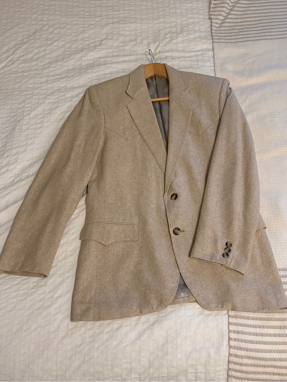 Men's Beige Western Blazer - Classic Two-Button Sport Coat